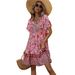 INS New 2026 European And American Cross-Border Women's Small Floral V-Neck Loose Casual Bohemian Vacation Style Dress_ecoleips.com