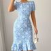 Summer Women's Clothing Round Neck Short Sleeve Dress Slim Waist Embroidered Ruffle Casual American Style Thin Dress_ecoleips.com
