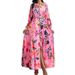 Women's Spring Dress With Elegant Print Lantern Sleeves And Frill_ecoleips.com