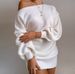 Off-Shoulder Sweater Dress – Oversized Long Sleeve Knit Dress With Lantern Sleeves (S-5XL, 8 Colors, Polyester Blend, Fall/Winter Staple)_ecoleips.com