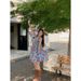 Vintage Ruffled Floral Strap For Women Summer Loose Slimming Beach Vacation Style Sweet Short Dress_ecoleips.com