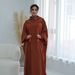 Voya Women's Hooded Abaya Dress - Polka Dot Print Kaftan With Tassel Details - Modest Islamic Wear, Loose Fit Long Sleeve Maxi Dress For Summer_ecoleips.com