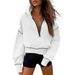 Women's Half-Zip Hooded Sweatshirt – Cropped Long-Sleeve Pullover With Kangaroo Pocket, 14 Colors (Black/White/Pink/Taupe/Navy), S-XXL_ecoleips.com