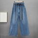Retro Denim Jeans Rhinestone Embellished Loose Fit Heavy Duty Wide Leg Pants Spring Trend For Women_ecoleips.com