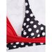 Women's Sexy High-Waisted Backless Swimsuit Two-Piece Bikini Color Blocking Polka Dots Crossover European American Style Beachwear_ecoleips.com