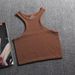 French-Inspired Sweet & Spicy Workout Top - Off-Shoulder High Neck Sports Vest, Breathable Quick-Dry Knit For Running & Gym_ecoleips.com