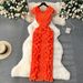 Women's Clothing High End Dress High End Light Luxury Niche Pleated Three Dimensional Ruffled Slim Long Temperament Dress_ecoleips.com