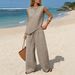Women's Two Piece Irregular Vest Wide Leg Pants Set For Beach Vacation European And American Style 2026_ecoleips.com