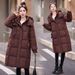 Trendy Winter Long Puffer Coat For Women – Knee-Length Quilted Jacket, Thickened Hooded Parka, Elegant & Warm Casual Outerwear_ecoleips.com