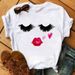 European And American Women's Clothing, Spring-summer White Fashion Eyelash Top T-shirt For Women_ecoleips.com