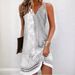 Women's Clothing Summer Flower Casual Style A Line Skirt Sleeveless Vest V Neck Dress Women_ecoleips.com
