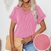 Women's Two Tone Twist Stretch Top V Neck Short Sleeve European American Style Fashion Spring Summer New Arrival_ecoleips.com