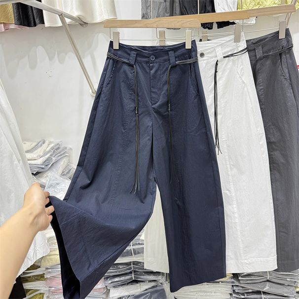2025 Summer New Arrival: Stylish High-Waisted Slimming Wide-Leg Pants, Women’s Loose All‑Match Casual Cropped Tapered Trousers, Trendy Long Pants_ecoleips.com