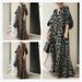 Bohemian Leopard Print Shirt Dress – Oversized Batwing Sleeves & High Neckline, Flowy Maxi Dress For Women (Yellow/Black/3rd Color, S-4xl)_ecoleips.com