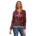 Spring Autumn 2027 Fashion European-USA Style Hip-Hop Outerwear Coat Women Polyester Stand Collar Sequin Long Sleeve Casual Slim Zipper Jacket_ecoleips.com