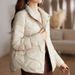 Women's Lightweight Short Down Jacket With Duck Feather Filling, Slim Fit Winter Coat For Petite, Warm Quilted Puffer Jacket With Stand Collar_ecoleips.com