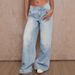 Women's Clothing Low Waist Wide Leg Pants Retro Washed Blue Slim Pants Spring_ecoleips.com