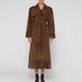 Women's Classic Double-Breasted Trench Coat – Retro Lapel Long Jacket, Water-Resistant Polyester Outerwear (Dark Brown)_ecoleips.com