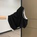 Black Slimming Summer Pleated Slim Crew Neck T-Shirt, Color-Block Faux Two-Piece Modal Short-Sleeve Top For Women_ecoleips.com