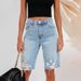 2025s 2025 New Summer High Elasticity Skinny Mid-Waist Five-Point Pants Ripped Jeans For Women Super Hot_ecoleips.com