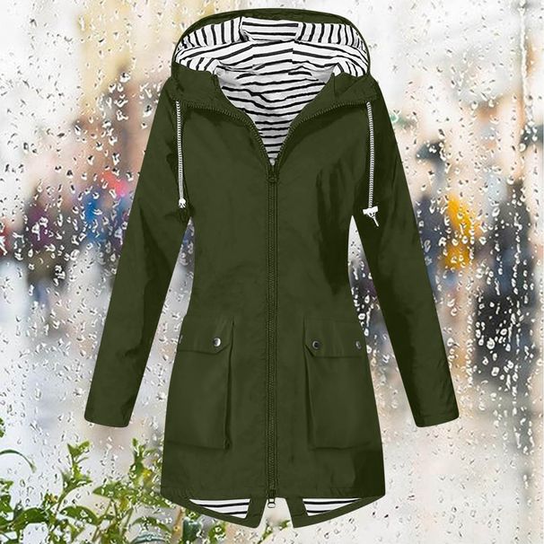 Women's Waterproof Hiking Jacket – Windproof Zip-Up Hooded Raincoat For Outdoor & Commuting (Black/Army Green/Navy/12 Colors), S-XXL_ecoleips.com