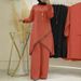 H720#Spring And Autumn Muslim Two-Piece O-Neck Long Sleeve Shirt Wide-Leg Pants Suit Casual Women's Set_ecoleips.com