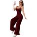 G25J090 2025 European And American High End Women's Clothing Solid Color Fashion Slightly Flared Trousers Backless Suspender Casual Jumpsuit Women's Pants_ecoleips.com
