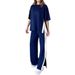 2025 Spring Summer Women's Clothing Color-Block Short Sleeve T-Shirt Casual Homewear Set_ecoleips.com