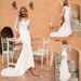 Women’s Clothing V Neck Slim Fitting One Shoulder Deep V Long Tailed Dress Dress Hollow Retro White Evening Dress_ecoleips.com