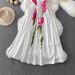 French Style Women's Vintage Dress Pink Floral Slim Fit Waist Defining Full Skirt Youthful Long New 2025_ecoleips.com