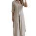 Women's Clothing New Products Summer And Autumn Urban Elegant Cotton And Linen Slim Waist Long Shirt Wide Leg Pants Suit_ecoleips.com