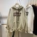 European And American Style Letter Embroidery Hooded Sweatshirt For Women, Autumn Thin Cotton Loose-fitting Korean_ecoleips.com