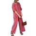 Voya Summer New Cotton And Linen Pants Set For Women, Solid Color Loose Casual Long Two-Piece Set, Simple_ecoleips.com