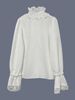European-Style Lace Blouse – Long Sleeve V-Neck Top With Sheer Panels & Stretch Comfort (Breathable Polyester-Spandex Blend)_ecoleips.com