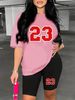 Summer Women's Casual Fashion 23 Letter Graphic Print Loose T-shirt Shorts Two-piece Set Sportswear Suitable For Daily Wear-143_ecoleips.com