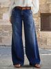 Women's Clothing Plus Size Clothes Retro Plus Size Jeans Wide Leg Casual Fashion Trousers American Style_ecoleips.com