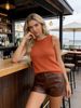 Casual Vacation Knit Sleeveless Top, Women's Crew Neck Loose Tank_ecoleips.com