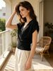 Skin-Friendly Loose Breathable V Neck Knit Top_ecoleips.com