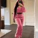 Women's Clothing Casual Ladies Sweatshirt Two Piece Zipper Hooded Trousers Suit_ecoleips.com