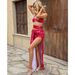 Women's Clothing Swimwear New Retro Color Printed Multi Rope Hollow Sexy One Piece Swimsuit Women Half Body One Piece Wrap Skirt Set_ecoleips.com