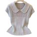 Women's French Style Knitted Top Soft Peter Pan Collar Hollow Design Short Sleeved Slimming Elegant Fashion Summer 2026_ecoleips.com