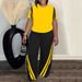 Women's Clothing Large Size Striped Printed Two Piece Round Neck Short Sleeved Top And Pants_ecoleips.com