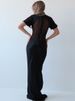 Mozision Turtleneck Short Sleeve Sexy Maxi Dress Women Gown Elegant Patchwork Mesh Sheer Backless Bodycon Club Party Long Dress_ecoleips.com