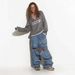 Oversized V-Neck Knit Top – Slouchy Textured Yarn Pullover With 3D Typography (Breathable Cotton-Poly Blend, Drop-Shoulder Silhouette, Unisex Appeal)_ecoleips.com