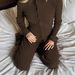 Women's Ribbed Knit Set Long Sleeved Mock Neck Cardigan Button Trousers New Arrival_ecoleips.com