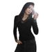 Women's V-Neck Lace Trim Patchwork Waist Cropped Top Long Sleeve Casual Elegant Fashion Tees for Autumn/Winter_ecoleips.com