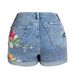 Women's Clothing Wide Leg Elastic Shorts Plus Size Women's Clothing 3d Heavy Embroidery Flower Denim Shorts For Women_ecoleips.com