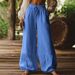 Women's Solid Color Casual Loose Pants Autumn Fashion Wide Leg Elastic Waist Literary Style with Pockets European American Cross Border 2026_ecoleips.com
