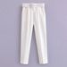 Women's High-Waisted Straight Leg Pants With Belt - Slim Fit Cropped Ankle Pants - Stretchy Polyester Casual Trousers For Daily Wear_ecoleips.com