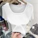 Women's plus Size Square Neck T-Shirt Soft Ribbed Fabric Flattering Fit Solid Color Basic Top Summer Essential Fashion_ecoleips.com